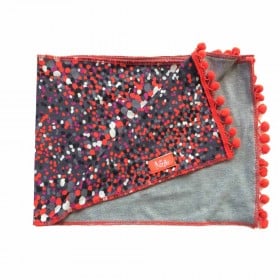 ninie_sjaal_grijs_rood_bolletjes